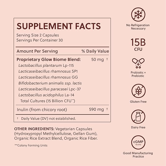 Kuma Glow Biome Clear Skin Probiotics + Prebiotic Capsules 60Ct.