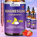 VivoNu Magnesium Drops for Kids Magnesium Glycinate Liquid for Children's Supplement with Vitamin D3 K2 B12 &amp B6 Omega 3L-theanineLemon Balm for SleepRelaxationCalmFocus Strawberry Flavor