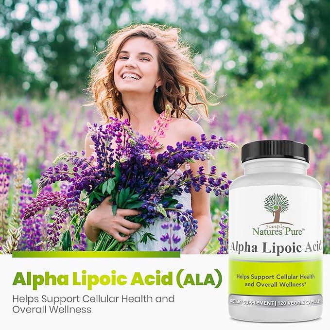 Simply Natures Pure Alpha Lipoic Acid 600mg 120 Veggie Capsules Non-GMO Thioctic Acid 4 Month Supply