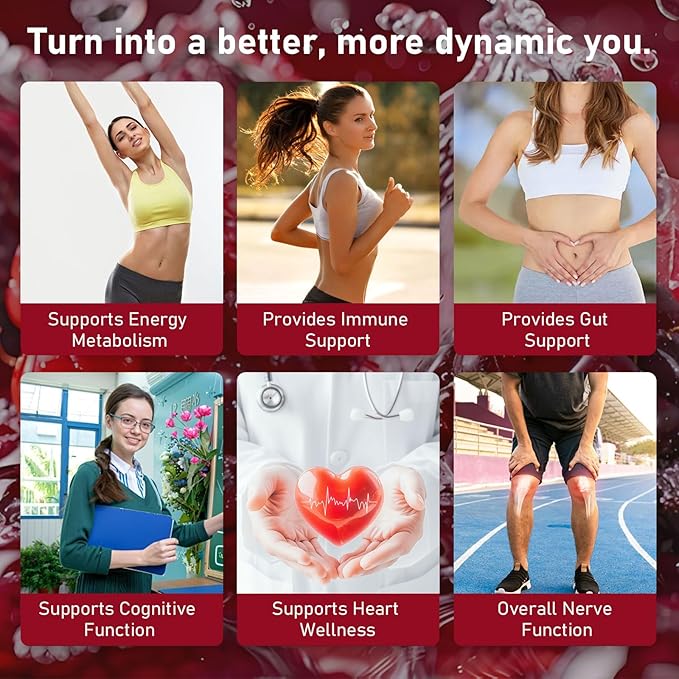 Vitamin B12 Complex with B1 B6 Vitamin B12 Raspberry Liquid Supplement Essential Vitamin 5-in-1 Vitamin B Complex Liquid Drops Brain Function Focus and Natural Energy Support (2PCS)