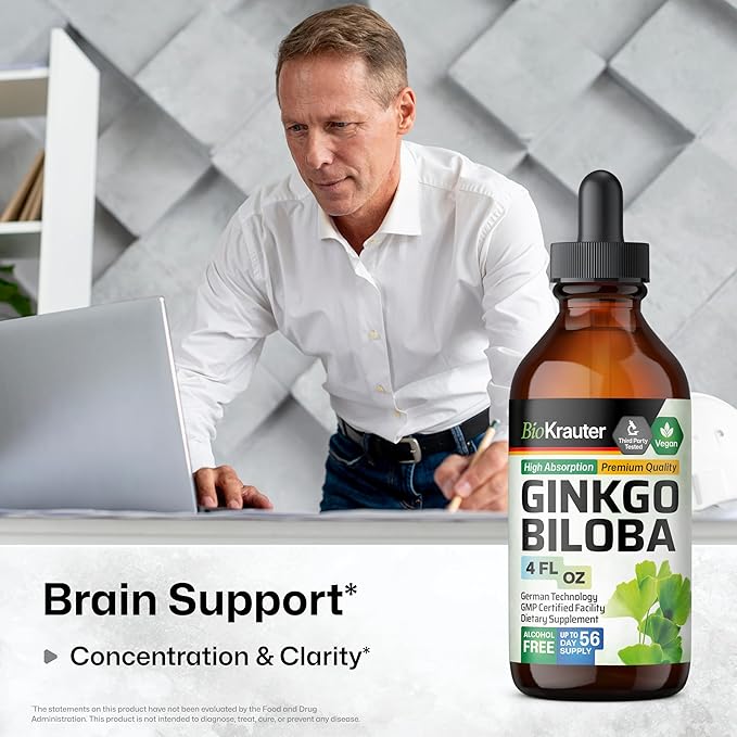 BIO KRAUTER Ashwagandha Tincture 4 Fl. Oz. &amp Ginkgo Biloba Tincture 4 Fl. Oz.