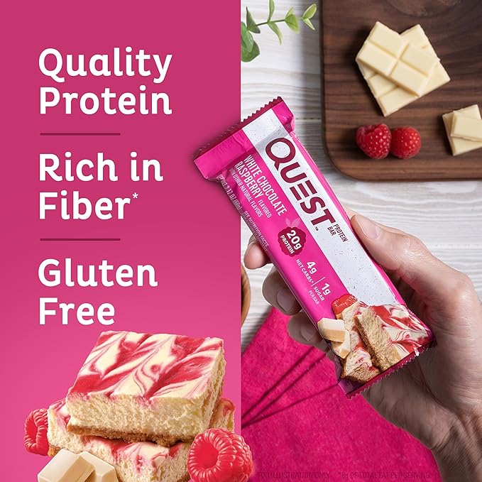 Quest Nutrition White Chocolate Raspberry Protein Bars High Protein Low Carb Gluten Free Keto Friendly 12 Count &amp S'mores Protein Bar High Protein Low Carb Gluten Free Keto Friendly 12 C