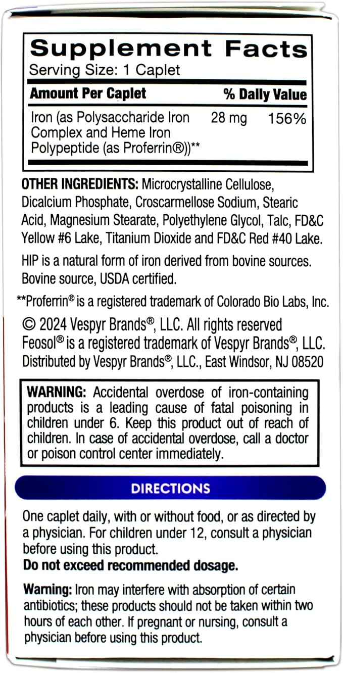 Feosol Bifera Iron Caplets Complete 30 ea (Pack of 5)