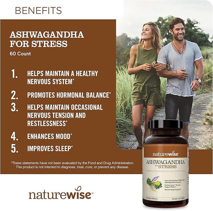 NatureWise [1] Probiotics for Women + Cranberry for PH &amp Urinary - 60 Capsules[60-Day Supply] + (Pack of 2) Ashwagandha for Stress + GABA &amp L-Theanine - 60 Capsules[30-Day Supply]