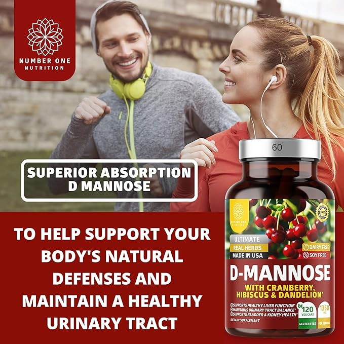 Number One Nutrition N1N Premium Magnesium Complex [500mg] High Absorption and D-Mannose [1350mg with Cranberry &amp Hibiscus] Non-GMO and Gluten-Free 2 Pack Bundle