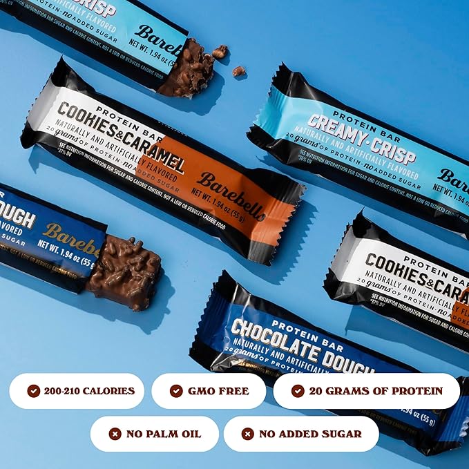 Barebells Starter Pack (3 Mix Pack) – 36 Total Bars High Protein Snack with 20g Protein &amp No Added Sugar – On-the-Go Breakfast or Post-Workout Treat Cookies and Caramel Creamy Crisp Chocolate