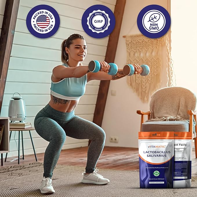 Vitamatic Lactobacillus Salivarius Probiotic Powder - Digestive Support - 100 Gram (3.5 OZ) - 100 Servings
