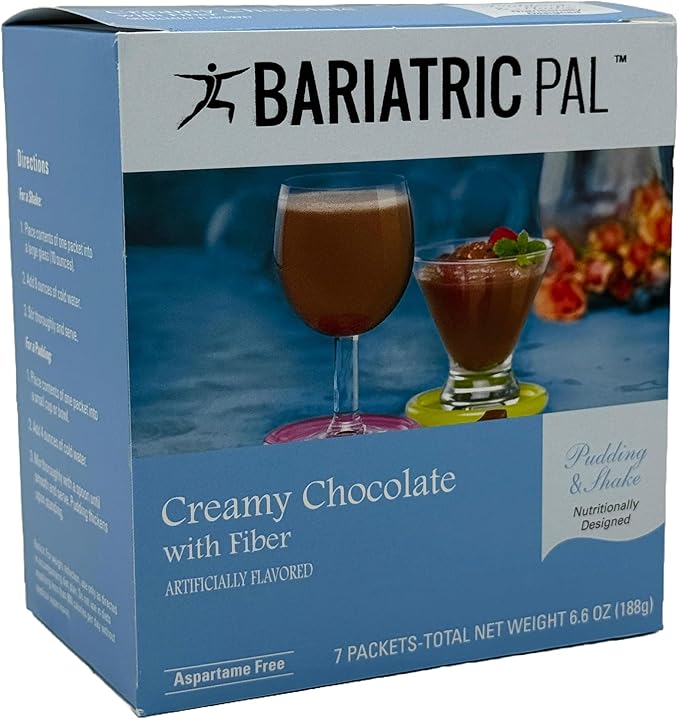 BariatricPal 15g Protein Aspartame-Free Pudding &amp Shake - Creamy Chocolate with Fiber (6-Pack)