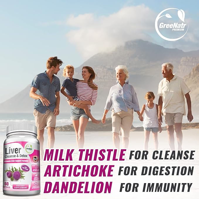 GreeNatr Liver Cleanse Detox &amp Repair Formula – Milk Thistle Berberine Ginger Beet Root Dandelion Root Artichoke Extract and Chanca Piedra for Optimal Liver Health Support (12 Bottles)