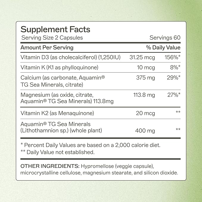 Amy Myers MD OsteoDura - Bone Growth &amp Flexibility Support Supplement - Calcium with Sea Minerals &amp Vitamin K2 - Bone Health Formula - 120 Capsules (60 Servings)