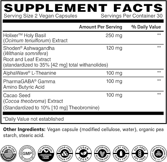 Dad Up™ 5 in 1 Advanced Stress Formula with Holixer Holy Basil Shoden Ashwagandha AlphaWave L-Theanine 60 Vegan Capsules