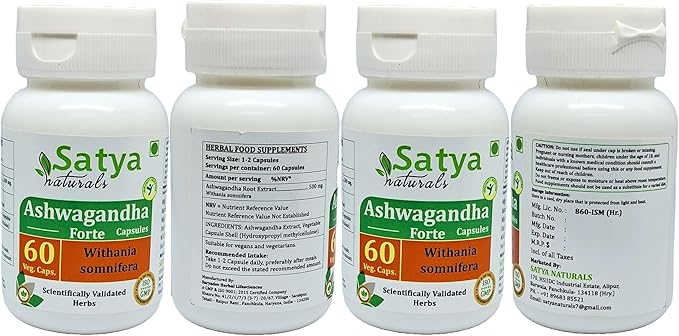 Ashwagandha Forte Capsules 500 mg. 60 Veg. Capsule | Ashwagandha (Withania Sominfera) Extract Capsules for Men and Women | Ayurvedic Herbal Supplement/Remedies | 10:1 Forte (4 Bottles of 60 Capsules)