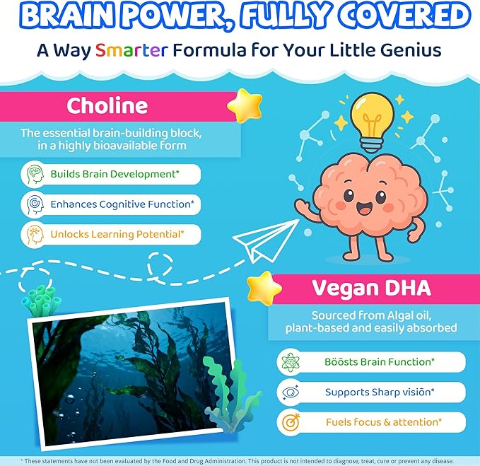 L Methylfolate for Kids Gummies Active 5-MTHF + Methyl B12 B6 Choline &amp Vegan DHA Methylated Vitamins for Kids MTHFR Supplement Support Mood Bēhavior Cognition Brain Focus Sugar Free 2