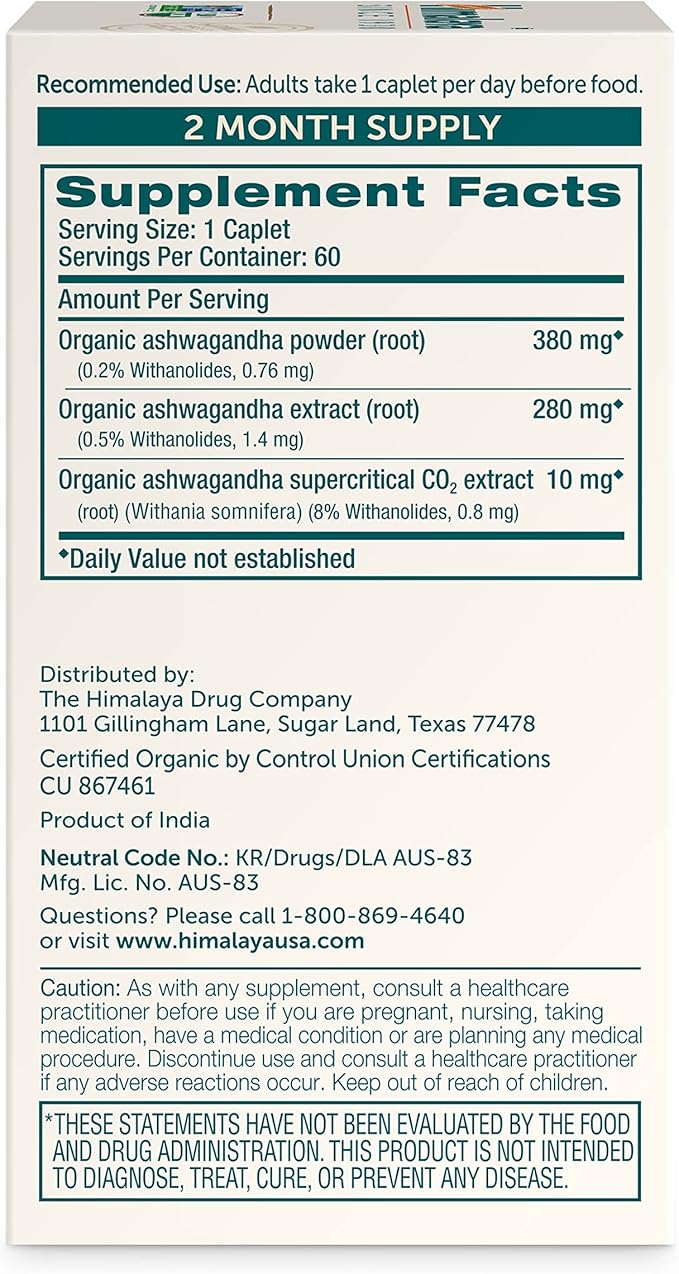 Himalaya Organic Ashwagandha and Shilajit Extract Supplements for Stress Relief &amp Energy Support 60 Count (Pack of 2)