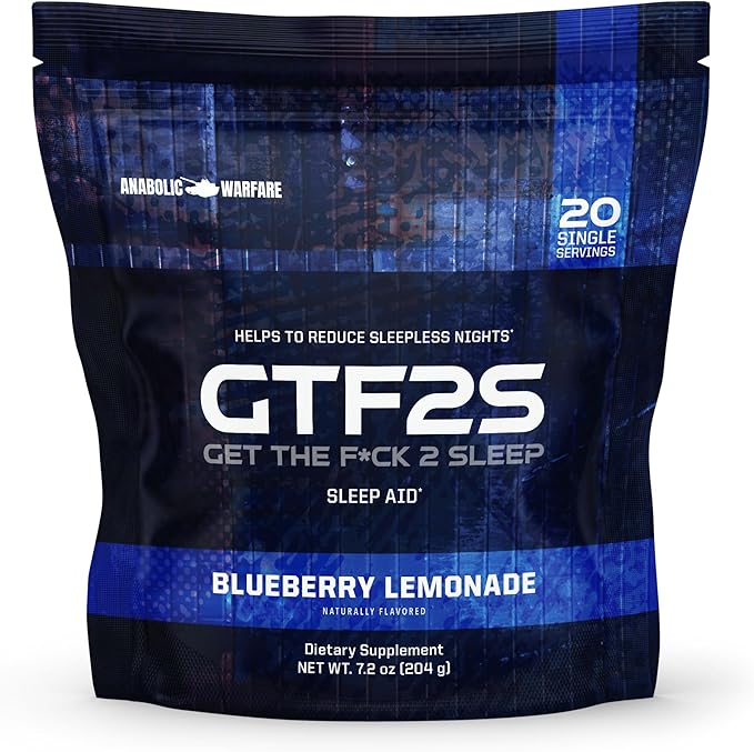 GET THE FCK 2 Sleep® Sleep Aid from Anabolic Warfare – Nighttime Recovery Drink Mix – Deep REM Sleep Muscle Growth Restful Recovery – 20 Stick Packs