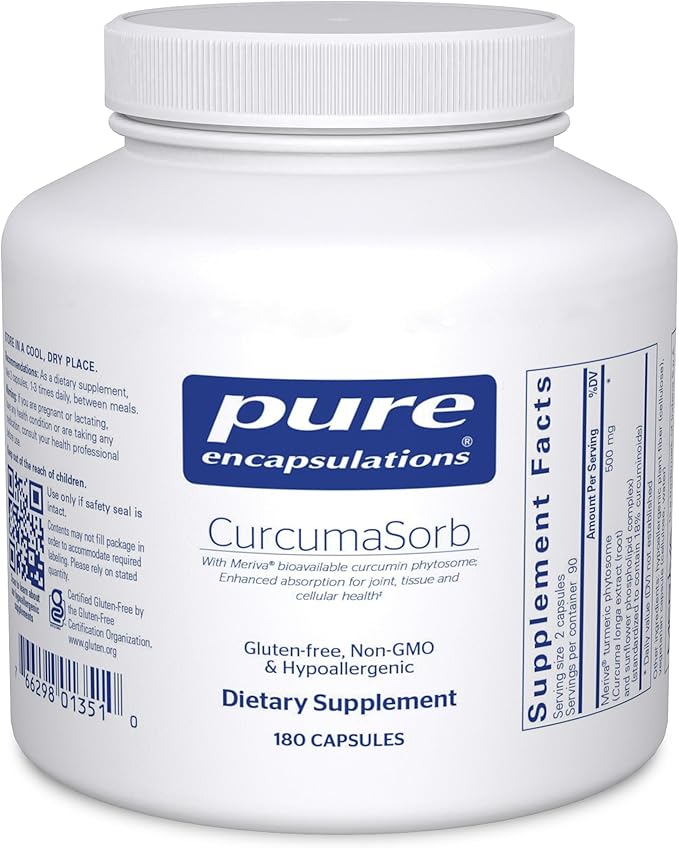 Pure Encapsulations CurcumaSorb 180's - Meriva Curcumin Phytosome - Supports Joint Health* - Gluten Free &amp Non-GMO - 180 Capsules