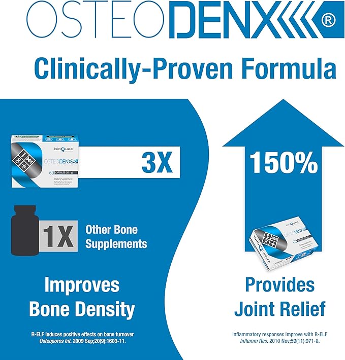 OSTEODENX - Bone &amp Joint Support Supplement for Healthy Bone &amp Improved Joint Mobility with Lactoferrin Collagen Vitamin K2 &amp Vitamin D3 (30 Capsules)