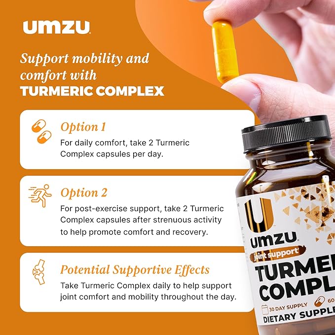 UMZU Turmeric Curcumin Supplement (30 Day Supply) – Bromelain Boswellia &amp BioPerine Black Pepper Blend – Turmeric Supplement for Joint Support &amp Immune Support Daily Wellness Support System