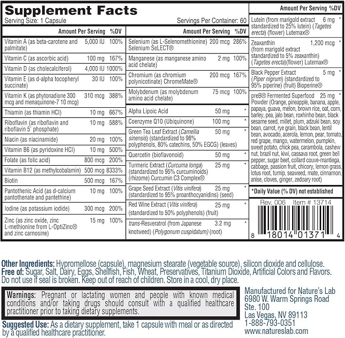 Nature's Lab CoQ10 + Alpha Lipoic Acid + Acetly L Carnitine &amp One Daily Multivitamin