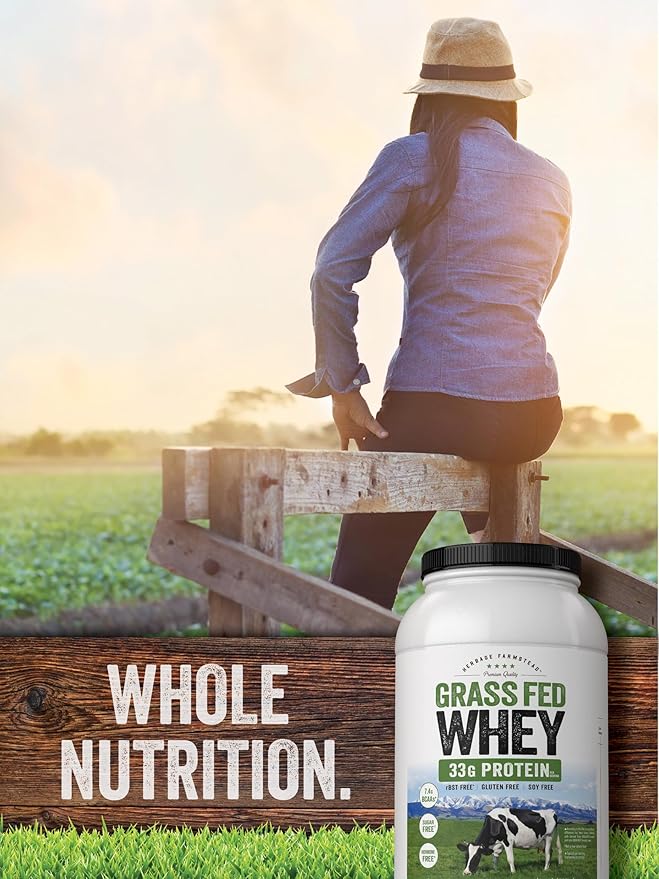 Carlyle Grass Fed Whey Protein Powder | 2lb | 33g of Protein Per Serving | Unflavored | Sugar and Hormone Free | Non-GMO and Gluten Free Supplement | by Herbage Farmstead