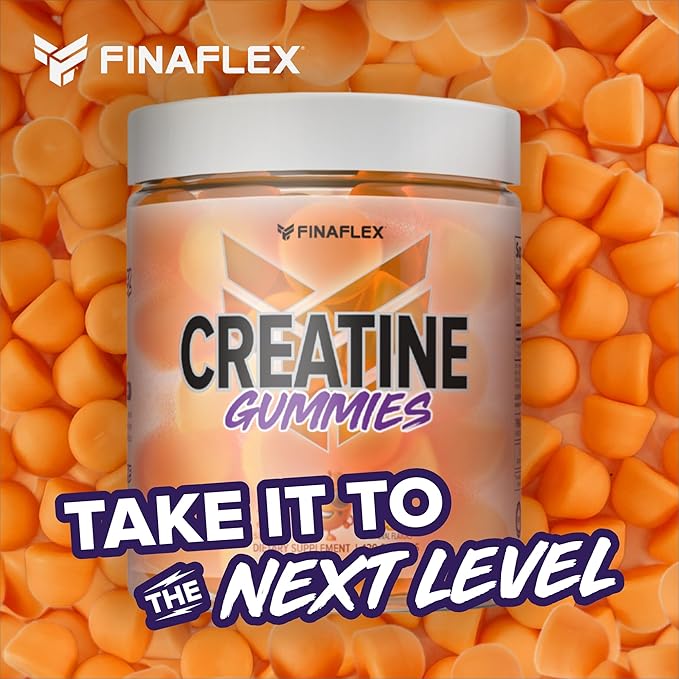 FINAFLEX Creatine Gummies - 120 Gummies - Orange Flavor - Promotes Muscular Strength Size &amp Performance - 5g of Creatine Monohydrate Per Serving - 30 Servings