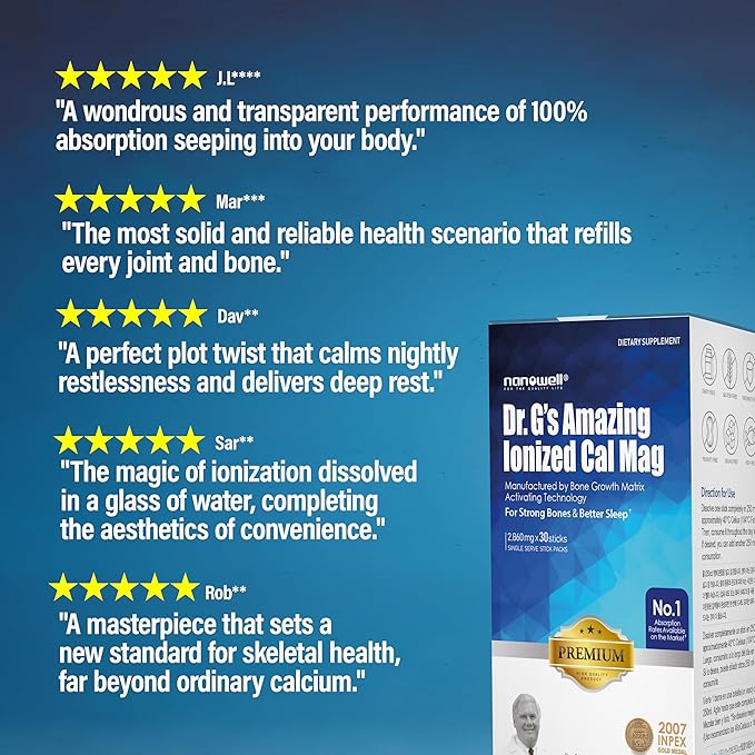 Dr. G's Amazing Ionized Cal Mag 2860mg (Premium) - Bone Strength and Bone Health Supplement with Ionized Calcium &amp Magnesium Powder Stick Packs - 10 Sticks x 3 Packs (30 Count)