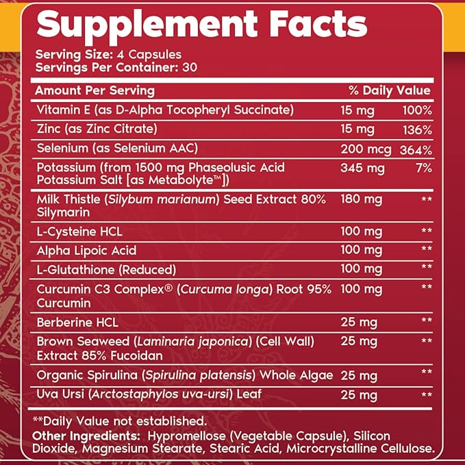 Primal Harvest Multivitamin &amp Liver Supplements for Women and Men Liver Support Complex with Alpha-Lipoic Acid L-Cysteine HCL L-Glutathione Milk Thistle and Spirulina