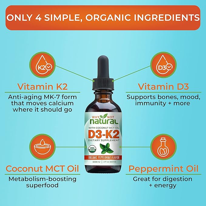 Organic Liquid Zinc and Vitamin D3K2 Drops