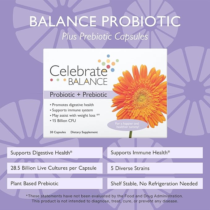 Celebrate Vitamins CelebrateONE 18 Multivitamin with Iron and Balance Probiotic + Prebiotic Capsules Bundle – Bariatric Vitamins for Post-Gastric Bypass &amp Sleeve Gastrectomy – Essential Digestive