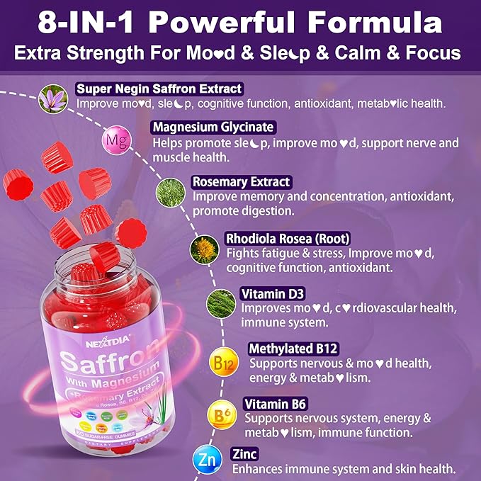 Vegan Omega-3 1000mg + Turmeric Saffron Supplements Gummies