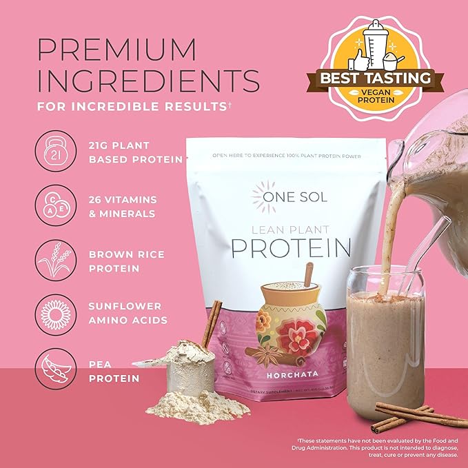 One Sol Protein &amp Pre-Workout Bundle for Women: Plant-Based Energy Focus &amp Recovery with Vegan Protein and Natural Ingredients (Horchata Protein + Strawberry Kiwi Pre-Workout)