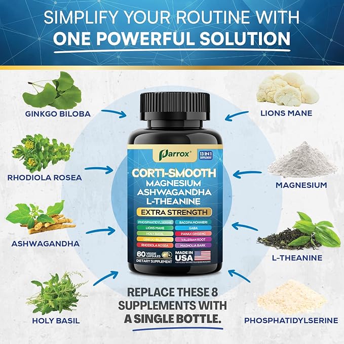 Shining Serenity Set – 27-in-1 Cortisol &amp Collagen Support Supplement Bundle for Calm Skin Hair Nails &amp Daily Vitality – with Ashwagandha L-Theanine Collagen Types I–V Biotin
