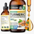 BIO KRAUTER® Turmeric Supplement for Joint Support - Pure Vegan Curcumin with Black Pepper 4 Fl.Oz 56 Days of Supply - Curcumin Drops 1200 mg for Antioxidant &amp Immune Support - Alcohol &amp Sugar