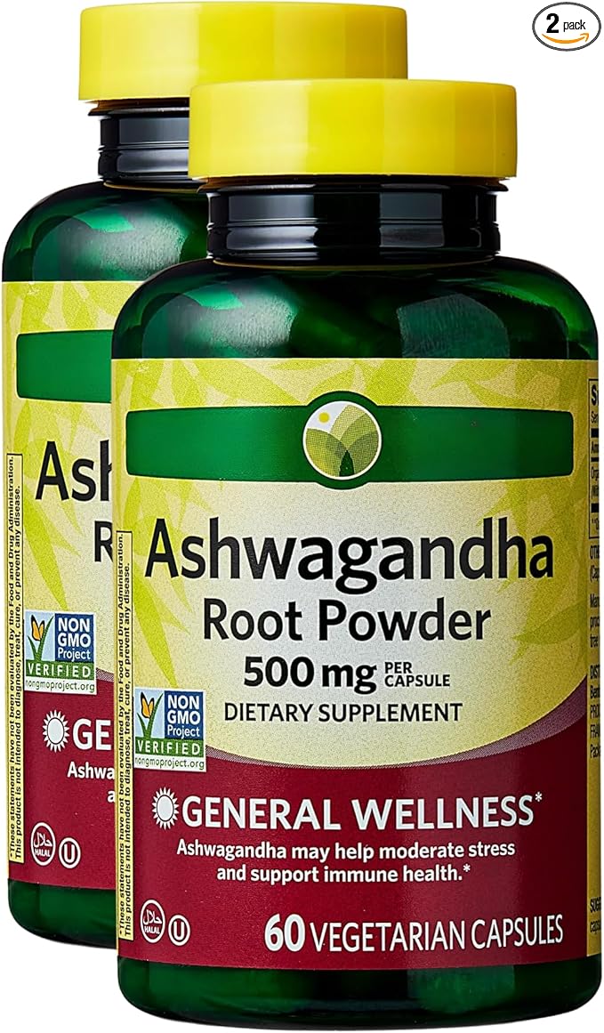 KP+ Ashwagandha Root Powder 500 mg | General Wellness | May Help Moderate Stress &amp Support Immune Health | Dietary Supplement | 60 Vegetarian Capsules | Pack of 2