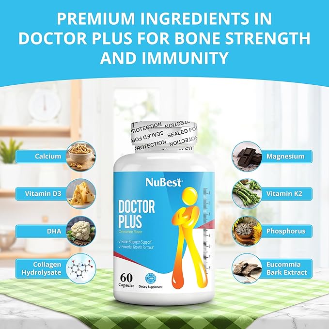 NuBest Doctor Plus with Calcium Vitamin D3 Vitamin K2 (MK7) Magnesium Capsules for Bone Strength Healthy Bones Immunity Calcium Max Absorption for Age 10+ | 120 Capsules | 2 Months Supply