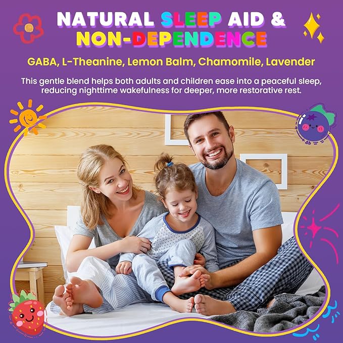 Magnesium Glycinate Gummies 400/200mg for Kids &amp Adults NO Melatonin Sleep Aid Magnesium Supplement Gummies with Chamomile Lavender L-Theanine &amp GABA B6 D3 &amp K2 for Bone Relax Immun