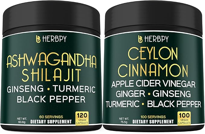 Bundle 5in1 Ashwagandha Shilajit &amp 6in1 Premium Ceylon Cinnamon Supplements