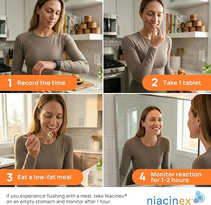 Niacin 500mg Extended Time Release 200 Tablets Minimal to No-Flush Vitamin B3 Supplement - Cholesterol Balance Nicotinic Acid Vegan cGMP made in the USA