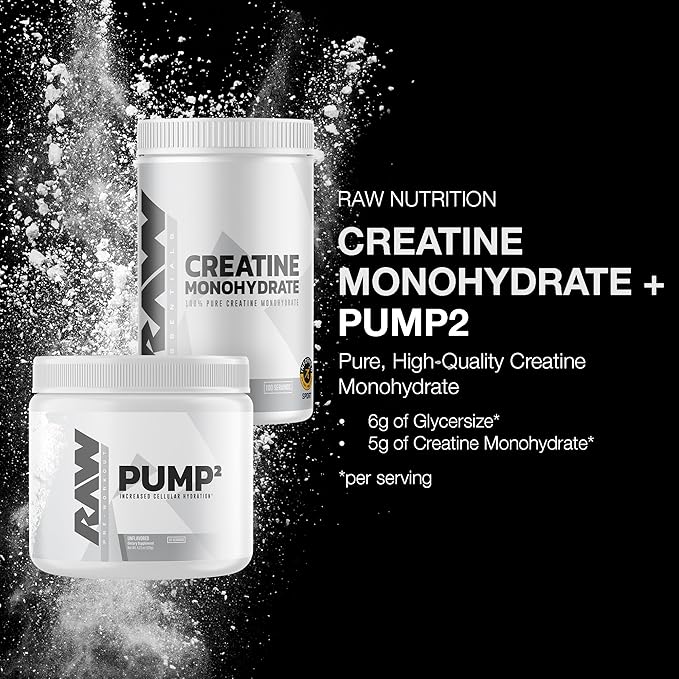 RAW Nutrition Creatine Monohydrate &amp Unflavored Pre-Workout Powder Bundle