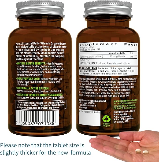 Daily Vitamin D3 + Super B12-Complex 5000mcg Vegetarian Bundle 365 2000iu Vitamin D3 Tablets + High Strength B12 Cherry Flavor Sublingual Spray by Igennus