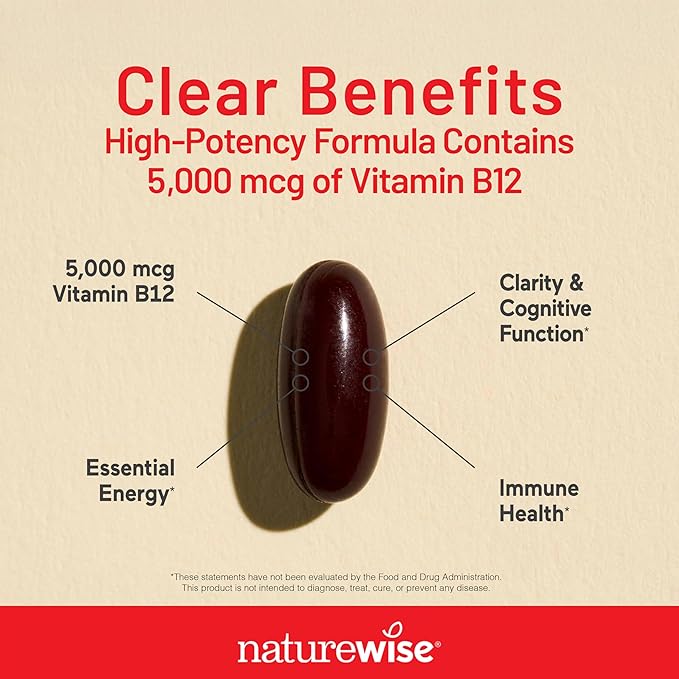 NatureWise [1 Vitamin B12 5000 mcg - Extra Strength - Non-GMO - 60 Softgels[60-Day Supply] + [1] Vegan Vitamin D3 5000iu + Organic Olive Oil - 60 Mini Softgels[60-Day Supply]