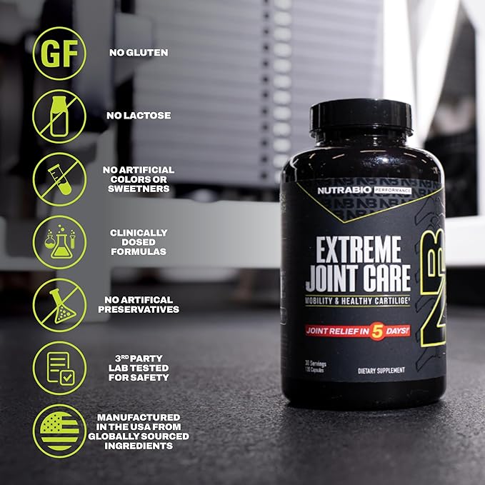 NutraBio Extreme Joint Care - Joint Support Supplement - Joint Health Supplement Supports Joints Mobility and Cartilage - 120 Capsules