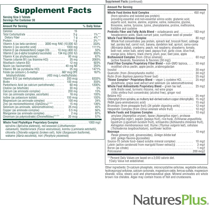 NaturesPlus Ultra Source of Life Multivitamin - 90 Tablets - Supports Immune Health Energy &amp Overall Well-Being - with Lutein &amp Vitamin D3 - Vegetarian &amp Gluten Free - 30 Servings