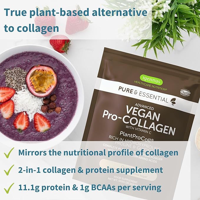 Vegan Collagen Protein Powder + Zinc Complex Vegan Bundle for Skin Hair Nails Complete Collagen Boosting Formula + 25mg Chelated Zinc by Igennus
