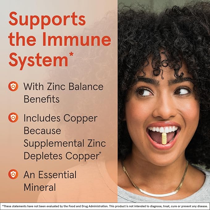 Jarrow Formulas Zinc Balance 15 mg - 100 Servings (Veggie Caps) Includes Copper Essential Mineral for Immune System Support - Immune Support Supp - Gluten Free Zinc Copper Supp - Vegan Pack of 12