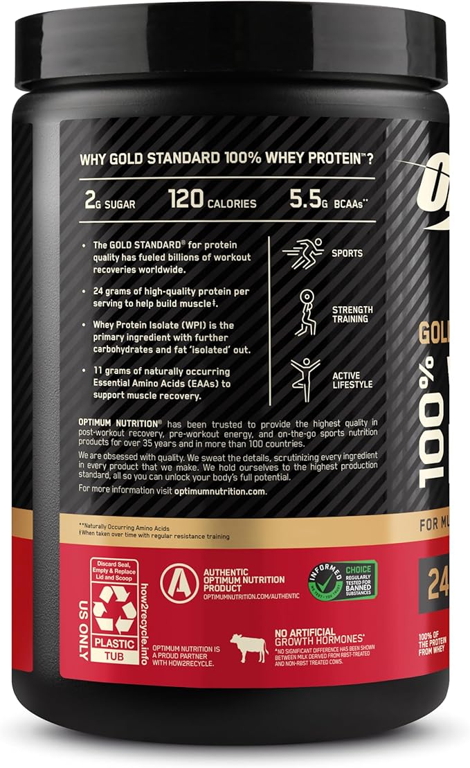 Optimum Nutrition Gold Standard 100% Whey Protein Powder Strawberries and Cream 1 Pound (Pack of 1)