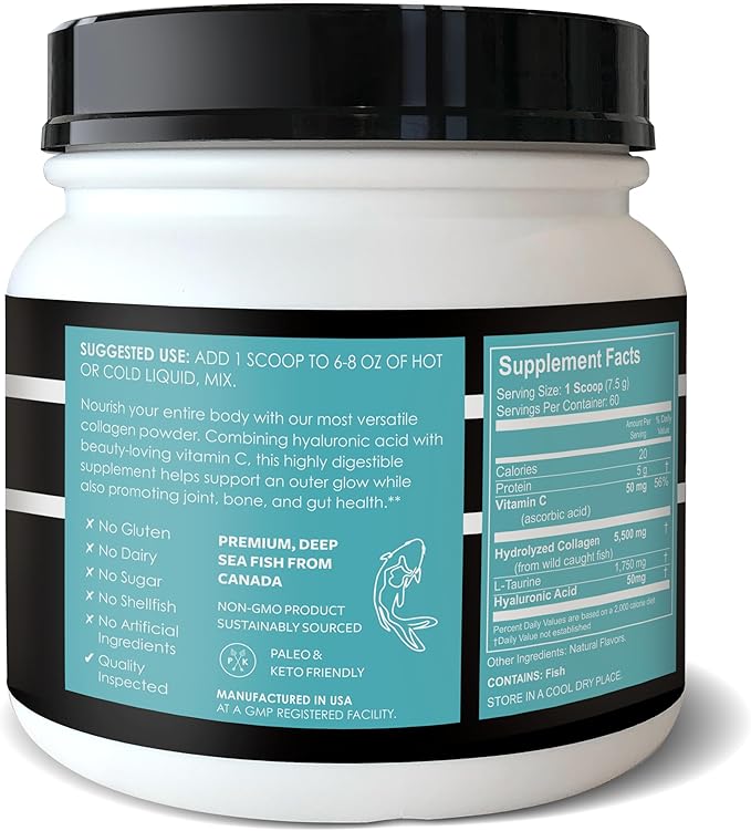 Hair Skin Nails Combo Pack : Amino Collagen w/Hyaluronic Acid &amp Hair Nutrition with Cynatine HNS + Biotin (Marine Collagen)