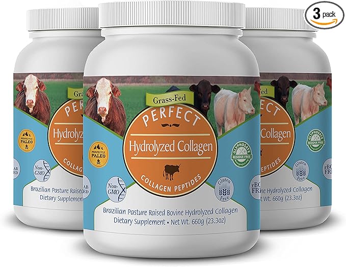 Perfect Supplements – Perfect Hydrolyzed Collagen Powder – 660g – All Natural Collagen - Promotes Healthy Skin – 3 Pack