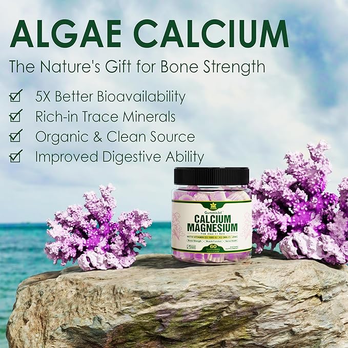 Plant Based Calcium Supplement Vegan Omega3 Gummies 1280mg- from Marine Algae Oil