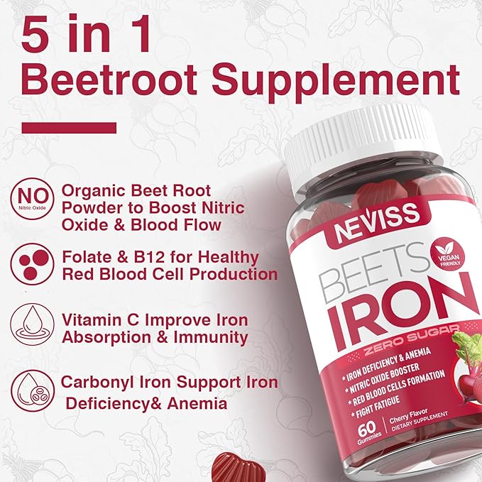 Beet Root Iron Gummies with Potassium Citrate 1000mg Gummies